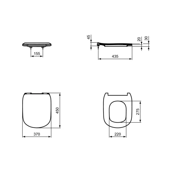 Capac WC alb din duroplast cu inchidere lenta Tesi Ideal Standard - Iperinox