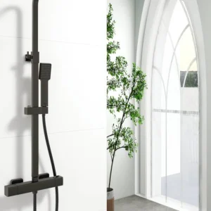 Coloana de dus cu baterie termostatata neagra Iperinox - Iperinox