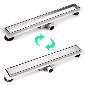 Rigola dus cu gratar Plat, din inox, lungime 40 cm - Iperinox