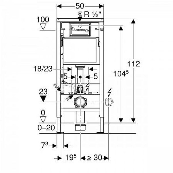 Pachet Geberit Rezervor incastrat Duofix Delta + sistem de Fixare + Clapeta de actionare Delta 51 Alb - Iperinox