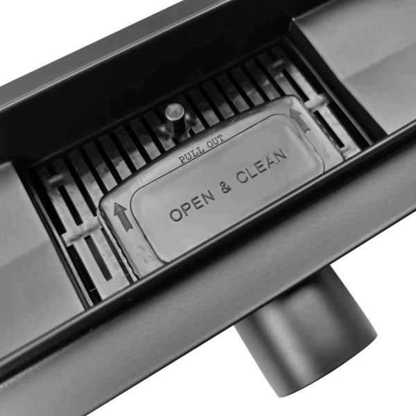 Rigola dus negru mat, Faiantabila, din inox, lungime 90 cm - Iperinox