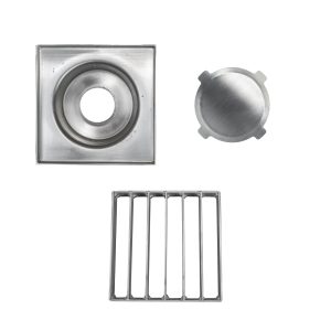 Sifon inox KSDE, 150x150 mm, cu gratar screwed, iesire verticala - Iperinox