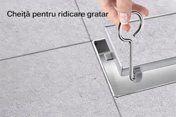 Rigola dus cu gratar Plat, din inox, lungime 40 cm - Iperinox