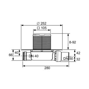 Sifon pardoseala 105x105 mm Tece - Iperinox