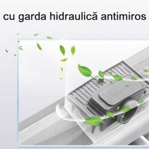 Rigola dus cu gratar Plat, din inox, lungime 90 cm - Iperinox