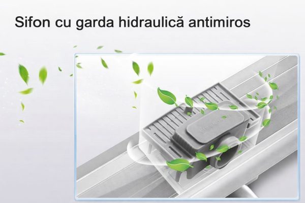 Rigola dus cu gratar Plat, din inox, lungime 90 cm - Iperinox