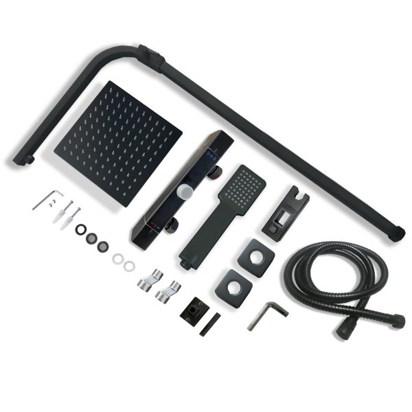Coloana de dus cu baterie termostatata neagra Iperinox - Iperinox