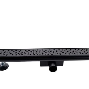 Rigola dus negru mat cu gratar Chaos, din inox, lungime 50 cm - Iperinox