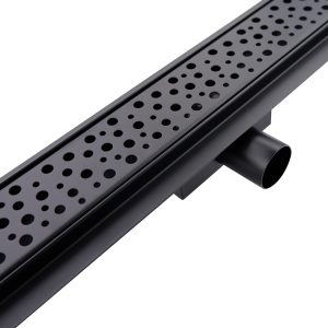Rigola dus negru mat cu gratar Chaos, din inox, lungime 50 cm - Iperinox
