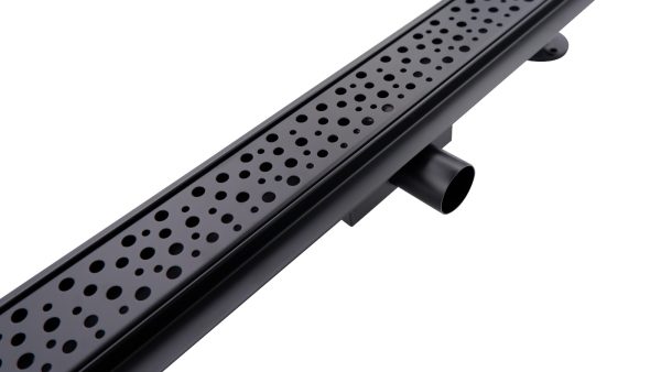 Rigola dus negru mat cu gratar Chaos, din inox, lungime 50 cm - Iperinox