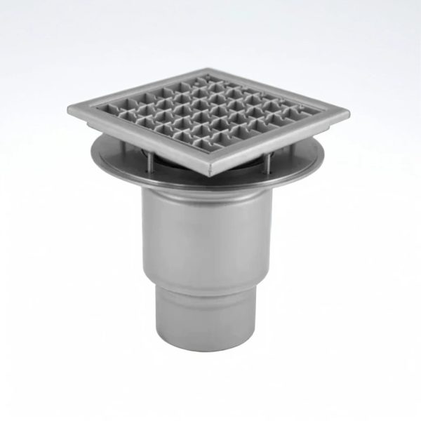 Sifon inox telescopic, 200x200 mm cu gratar antiderapant, iesire verticala - Iperinox