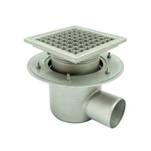 Sifon inox telescopic, 150x150 mm, cu gratar antiderapant, iesire laterala - Iperinox
