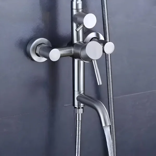 Coloana de dus cu 3 functii chrom rotunda Iperinox - Iperinox