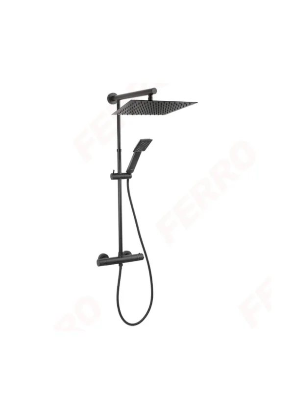 Coloana de dus cu baterie termostatata - Trevi Square Black Ferro - Iperinox