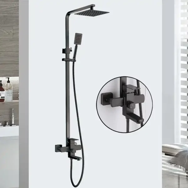 Coloana de dus cu 3 functii black Iperinox square - Iperinox