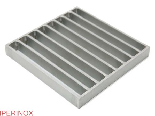 Sifon inox telescopic, 200x200 mm, cu gratar antiderapant, iesire laterala - Iperinox