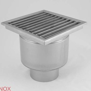 Sifon inox profesional, 200x200 mm, cu gratar antiderapant, iesire verticala - Iperinox