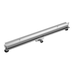 Rigola dus cu scurgere in perete, gratar Plat, din inox, lungime 90 cm - Iperinox