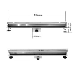 Rigola dus negru mat cu scurgere in perete, gratar Plat, din inox, lungime 50 cm - Iperinox