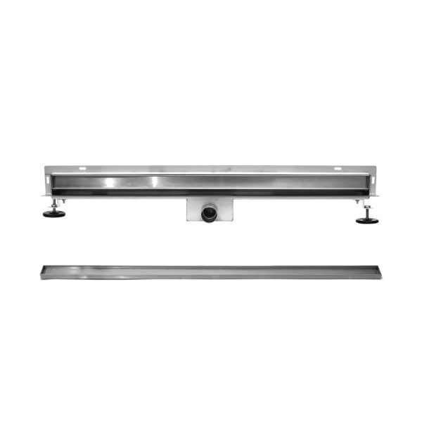 Rigola dus cu scurgere in perete, gratar Plat, din inox, lungime 90 cm - Iperinox