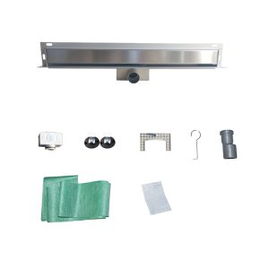 Rigola dus negru mat cu scurgere in perete, gratar Plat, din inox, lungime 50 cm - Iperinox