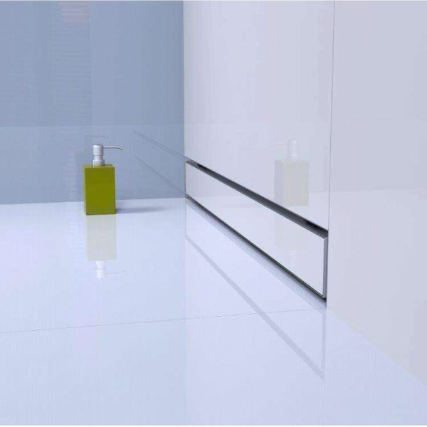Rigola dus cu scurgere in perete, gratar Plat, din inox, lungime 90 cm - Iperinox