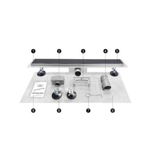 Rigola dus cu sticla neagra, integral inox AISI 304, lungime 40 cm - Iperinox
