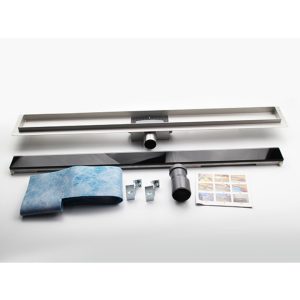 Rigola dus cu sticla neagra, integral inox AISI 304, lungime 40 cm - Iperinox