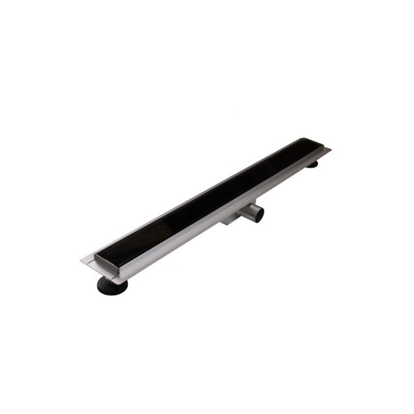 Rigola dus cu sticla neagra, integral inox AISI 304, lungime 40 cm - Iperinox