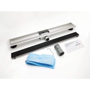 Rigola dus cu sticla neagra, integral inox AISI 304, lungime 40 cm - Iperinox