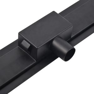 Rigola dus negru mat cu gratar Plat, din inox, lungime 90 cm - Iperinox