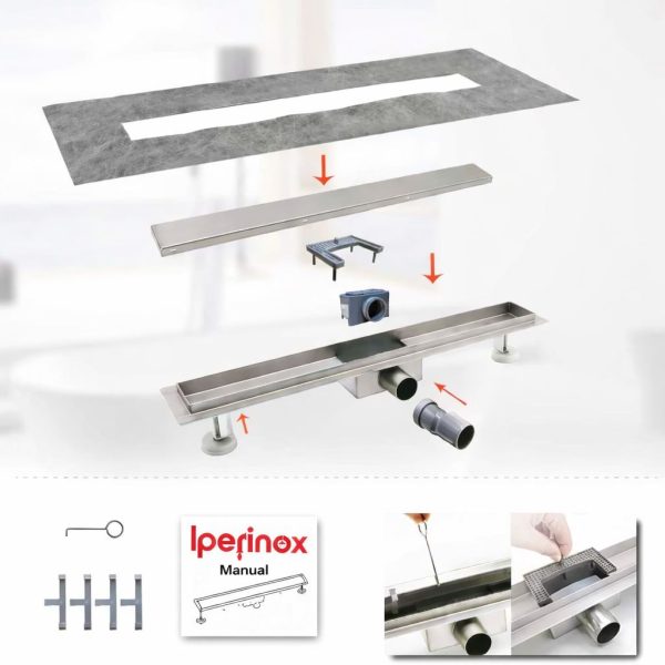 Rigola dus Faiantabila, din inox, lungime 40 cm - Iperinox