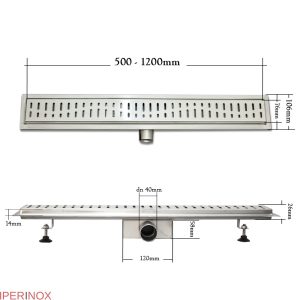 Rigola dus Premium cu gratar Wave In, din inox, lungime 70 cm - Iperinox