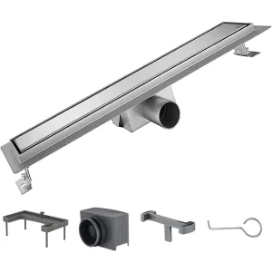 Rigola dus cu gratar Plat, din inox, lungime 80 cm - Iperinox