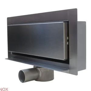 Rigola dus Modern cu scurgere in perete, gratar Plat, din inox, lungime 30 cm - Iperinox