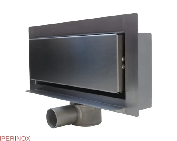 Rigola dus Modern cu scurgere in perete, gratar Plat, din inox, lungime 30 cm - Iperinox