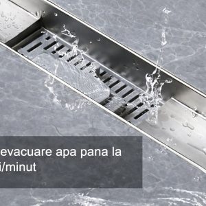 Rigola dus cu gratar Plat, din inox, lungime 80 cm - Iperinox