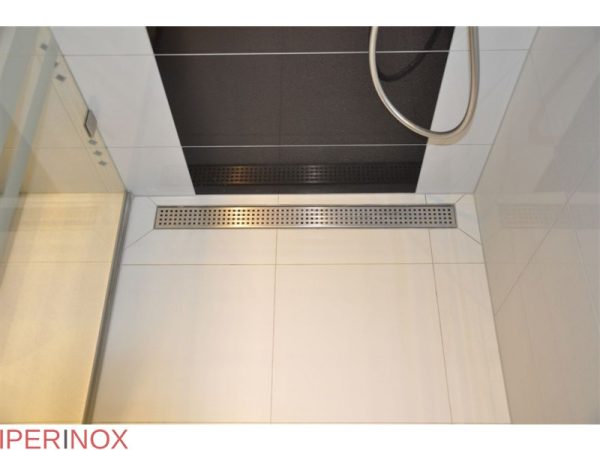 Rigola dus Premium cu scurgere verticala, gratar Wave In, din inox, lungime 110 cm - Iperinox