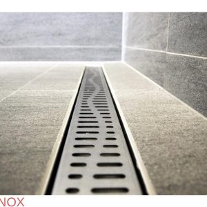 Rigola dus Premium cu scurgere verticala, gratar Wave In, din inox, lungime 110 cm - Iperinox
