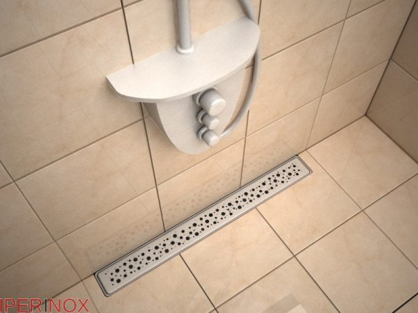 Rigola dus Premium cu scurgere verticala, gratar Wave In, din inox, lungime 110 cm - Iperinox