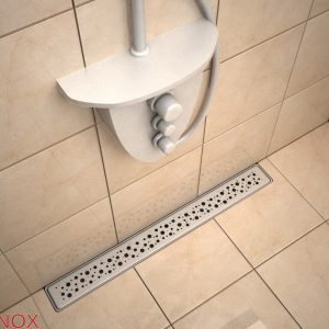 Rigola dus Premium cu scurgere verticala, gratar Wave In, din inox, lungime 50 cm - Iperinox