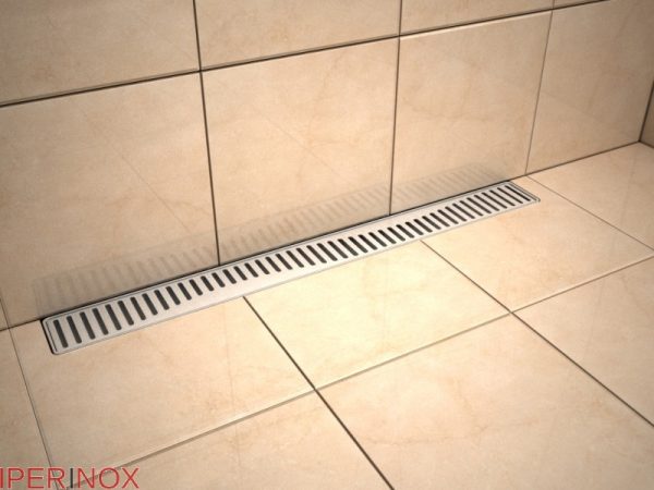 Rigola dus Premium cu scurgere verticala, gratar Wave In, din inox, lungime 110 cm - Iperinox