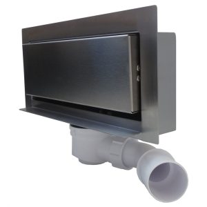 Rigola dus Modern Alpine cu scurgere in perete, gratar Plat, din inox, lungime 30 cm - Iperinox