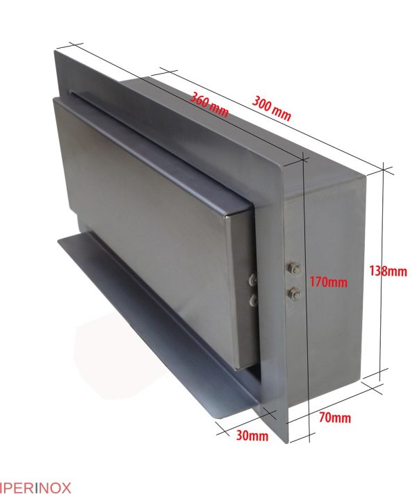 Rigola dus Modern Alpine cu scurgere in perete, gratar Plat, din inox, lungime 30 cm - Iperinox