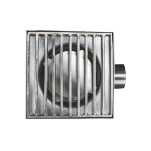 Sifon inox KSBE, 150x150 mm, cu gratar screwed, iesire laterala - Iperinox