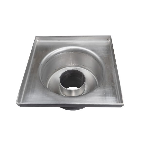 Sifon inox KSDE, 150x150 mm, cu gratar screwed, iesire verticala - Iperinox