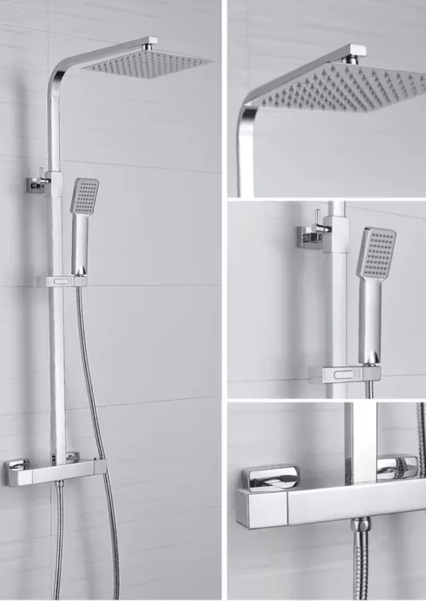 Coloana de dus cu baterie termostatata argintie Iperinox - Iperinox