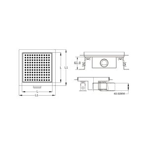 Sifon pardoseala cu gratar Square, din inox, dimensiune 15x15 cm - Iperinox