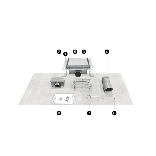 Sifon pardoseala cu gratar Plat, din inox, dimensiune 15x15 cm - Iperinox