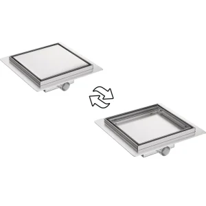 Sifon pardoseala cu gratar Plat, din inox, dimensiune 15x15 cm - Iperinox